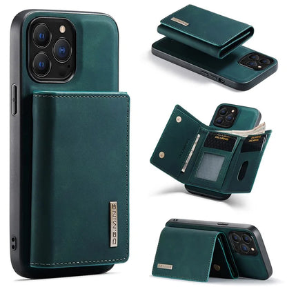 DG.MING M1 Series for iPhone 16 Pro Max Case Kickstand PU Phone Cover with Detachable Wallet