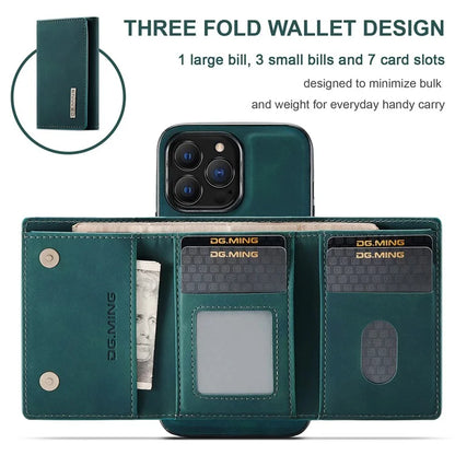 DG.MING M1 Series for iPhone 16 Pro Max Case Kickstand PU Phone Cover with Detachable Wallet