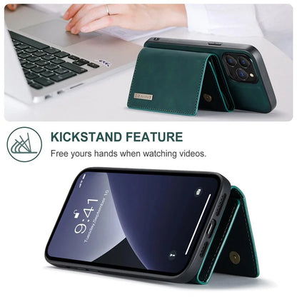 DG.MING M1 Series for iPhone 16 Pro Max Case Kickstand PU Phone Cover with Detachable Wallet