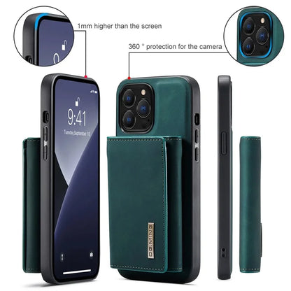 DG.MING M1 Series for iPhone 16 Pro Max Case Kickstand PU Phone Cover with Detachable Wallet