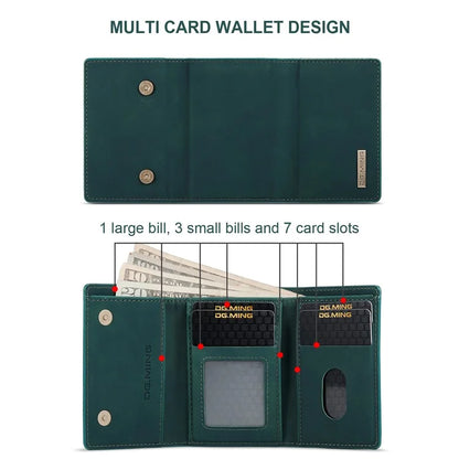DG.MING M1 Series for iPhone 16 Pro Max Case Kickstand PU Phone Cover with Detachable Wallet