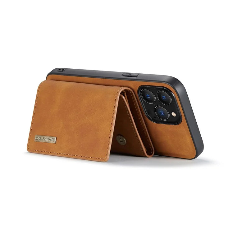 DG.MING M1 Series for iPhone 16 Pro Max Case Kickstand PU Phone Cover with Detachable Wallet