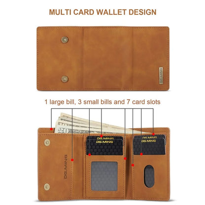DG.MING M1 Series for iPhone 16 Pro Max Case Kickstand PU Phone Cover with Detachable Wallet
