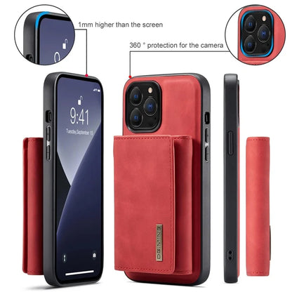 DG.MING M1 Series for iPhone 16 Pro Max Case Kickstand PU Phone Cover with Detachable Wallet