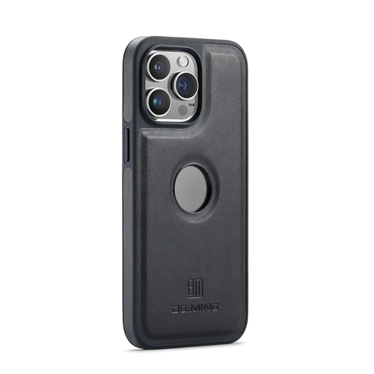 DG.MING For iPhone 16 Pro Case Anti-Drop Leather Coated PC+TPU Phone Back Cover