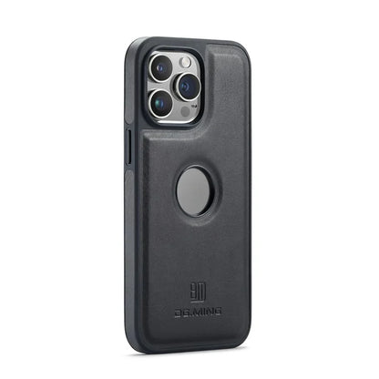 DG.MING For iPhone 16 Pro Case Anti-Drop Leather Coated PC+TPU Phone Back Cover