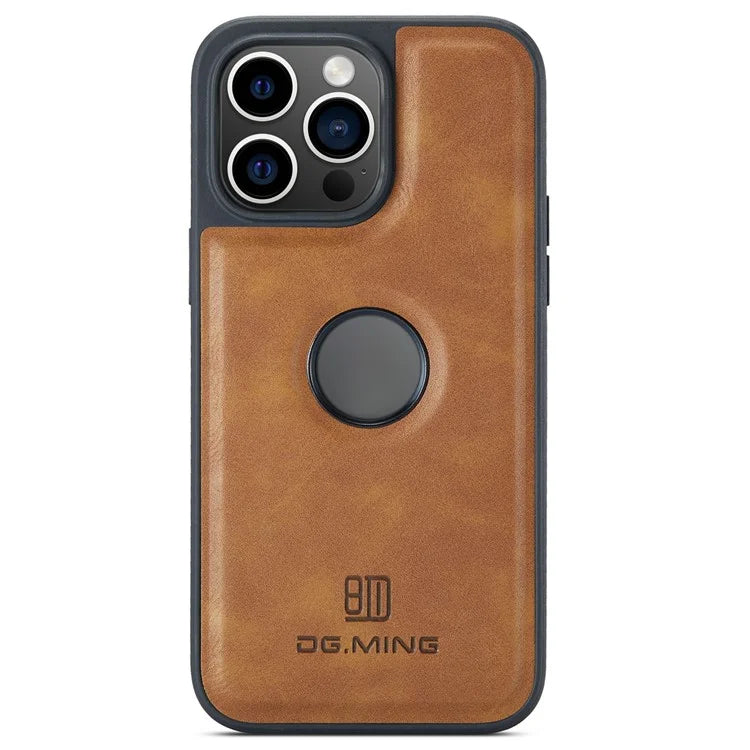 DG.MING For iPhone 16 Pro Case Anti-Drop Leather Coated PC+TPU Phone Back Cover