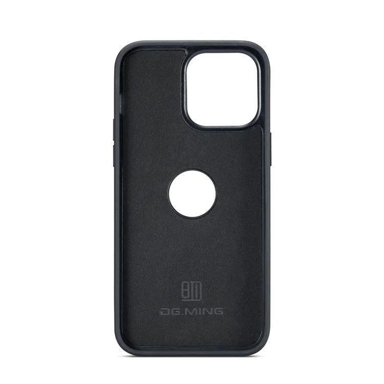 DG.MING For iPhone 16 Pro Case Anti-Drop Leather Coated PC+TPU Phone Back Cover
