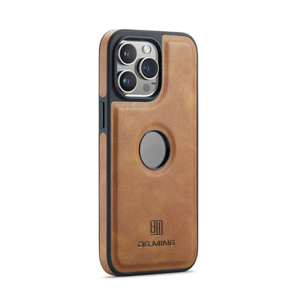 DG.MING For iPhone 16 Pro Case Anti-Drop Leather Coated PC+TPU Phone Back Cover