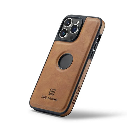 DG.MING For iPhone 16 Pro Case Anti-Drop Leather Coated PC+TPU Phone Back Cover