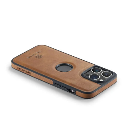 DG.MING For iPhone 16 Pro Case Anti-Drop Leather Coated PC+TPU Phone Back Cover