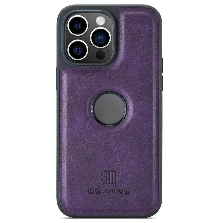 DG.MING For iPhone 16 Pro Case Anti-Drop Leather Coated PC+TPU Phone Back Cover