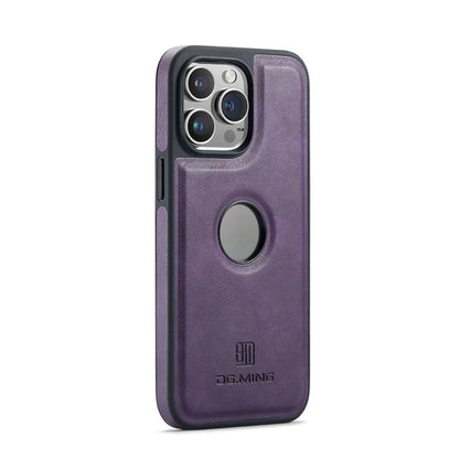 DG.MING For iPhone 16 Pro Case Anti-Drop Leather Coated PC+TPU Phone Back Cover