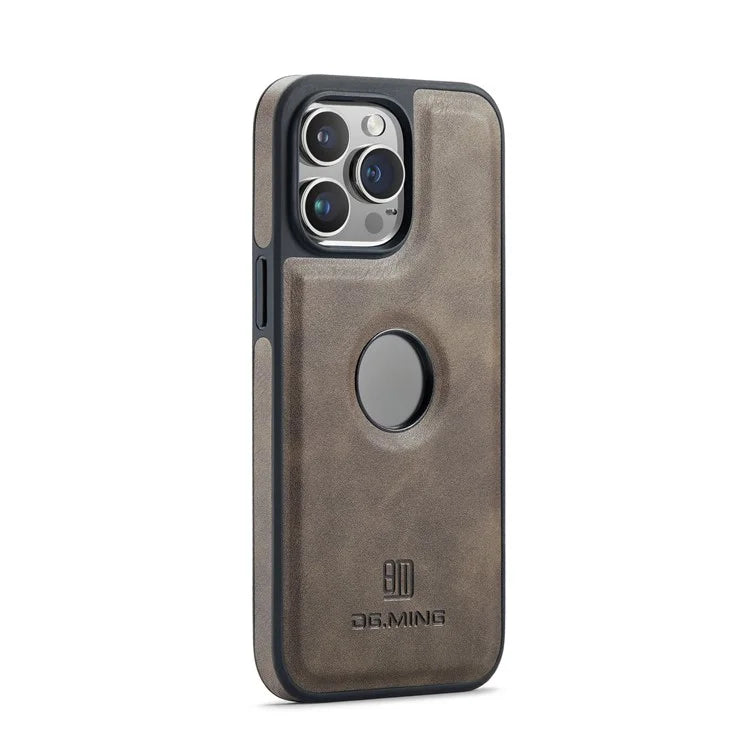 DG.MING For iPhone 16 Pro Case Anti-Drop Leather Coated PC+TPU Phone Back Cover