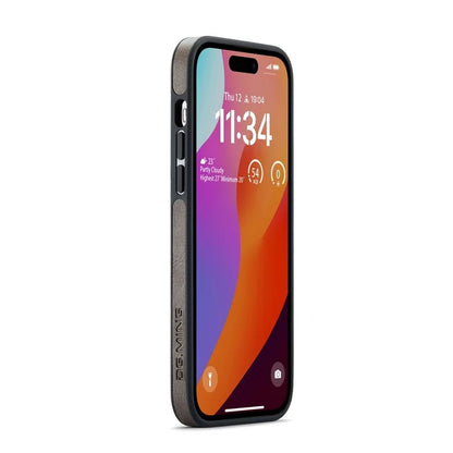 DG.MING For iPhone 16 Pro Case Anti-Drop Leather Coated PC+TPU Phone Back Cover