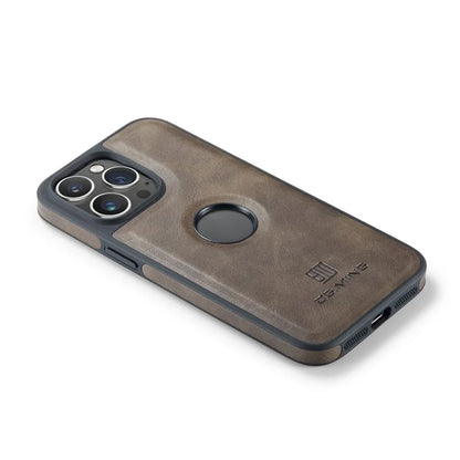 DG.MING For iPhone 16 Pro Case Anti-Drop Leather Coated PC+TPU Phone Back Cover