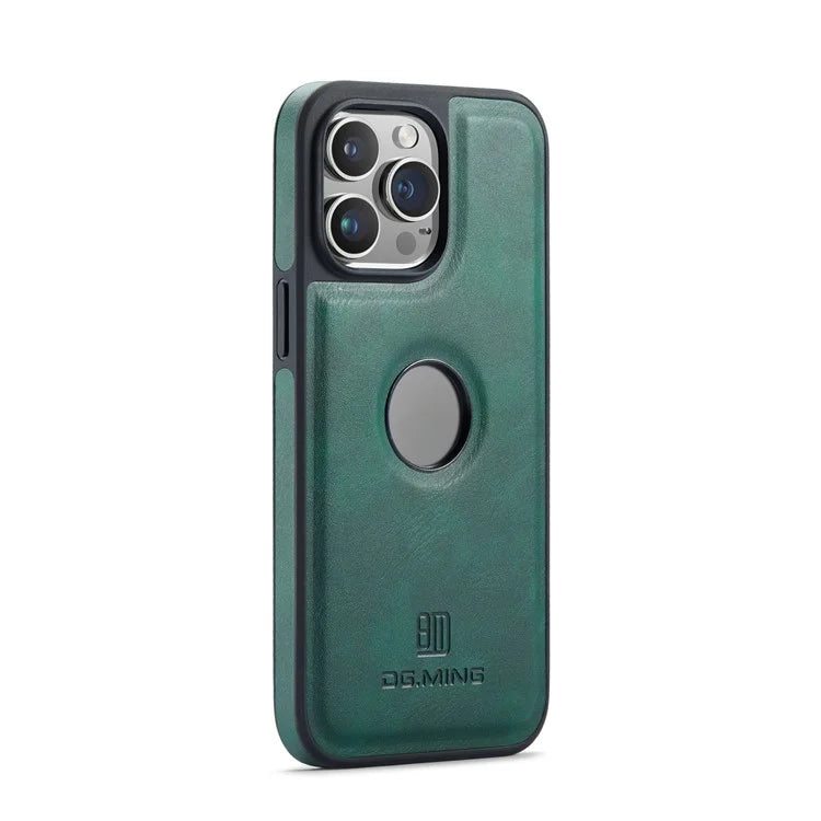 DG.MING For iPhone 16 Pro Case Anti-Drop Leather Coated PC+TPU Phone Back Cover