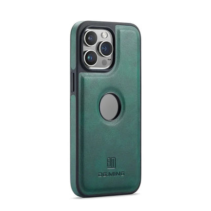 DG.MING For iPhone 16 Pro Case Anti-Drop Leather Coated PC+TPU Phone Back Cover