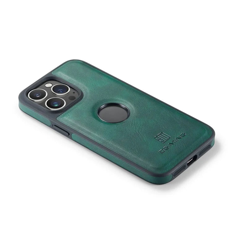 DG.MING For iPhone 16 Pro Case Anti-Drop Leather Coated PC+TPU Phone Back Cover