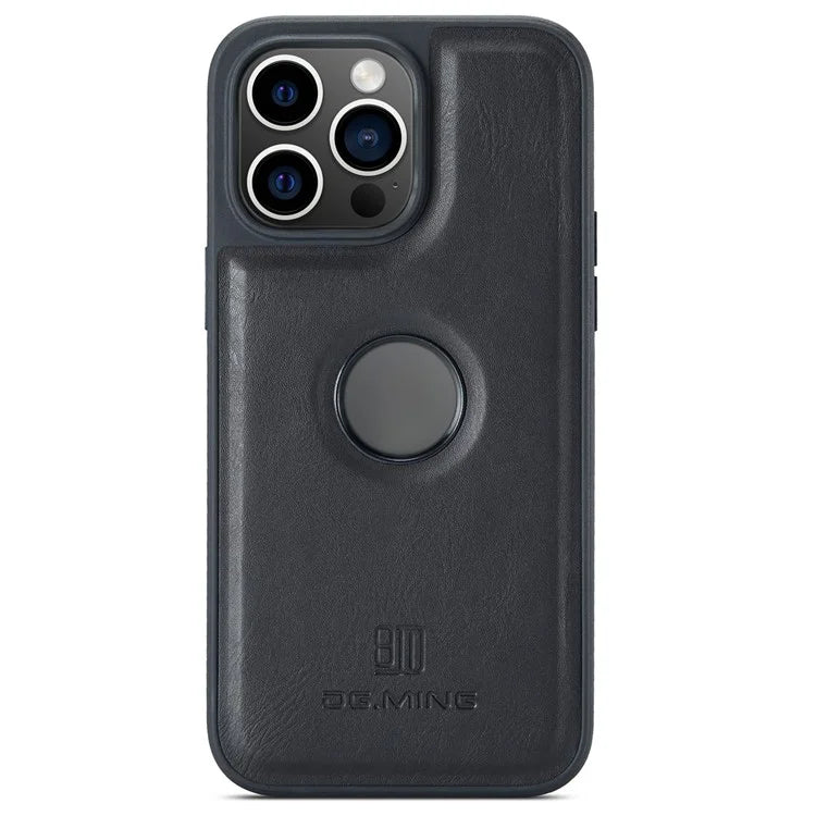 DG.MING For iPhone 16 Pro Max Case Anti-Drop Leather Coated PC+TPU Phone Back Cover