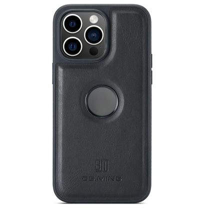 DG.MING For iPhone 16 Pro Max Case Anti-Drop Leather Coated PC+TPU Phone Back Cover