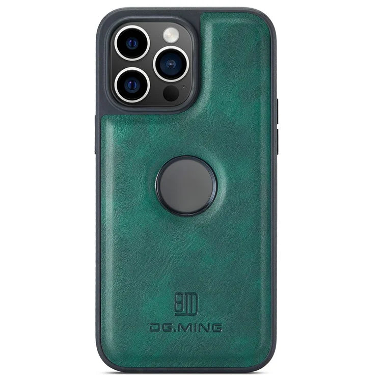 DG.MING For iPhone 16 Pro Max Case Anti-Drop Leather Coated PC+TPU Phone Back Cover