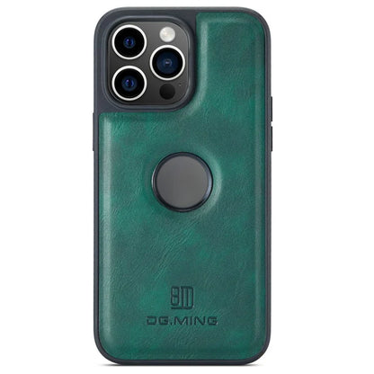DG.MING For iPhone 16 Pro Max Case Anti-Drop Leather Coated PC+TPU Phone Back Cover
