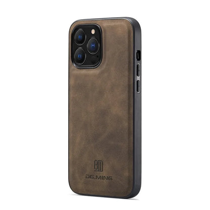 DG.MING For iPhone 16 Pro Case PU Leather Covered PC+TPU Hybrid Phone Shell