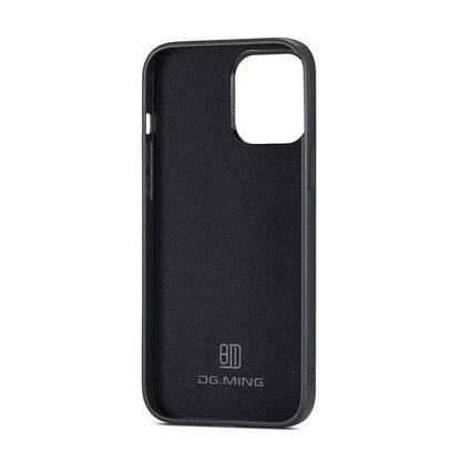 DG.MING For iPhone 16 Pro Case PU Leather Covered PC+TPU Hybrid Phone Shell