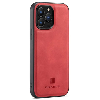 DG.MING For iPhone 16 Pro Case PU Leather Covered PC+TPU Hybrid Phone Shell