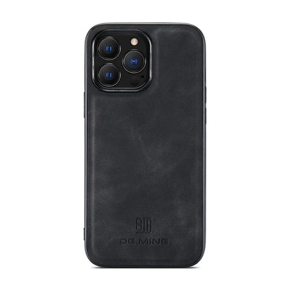 DG.MING For iPhone 16 Pro Case PU Leather Covered PC+TPU Hybrid Phone Shell