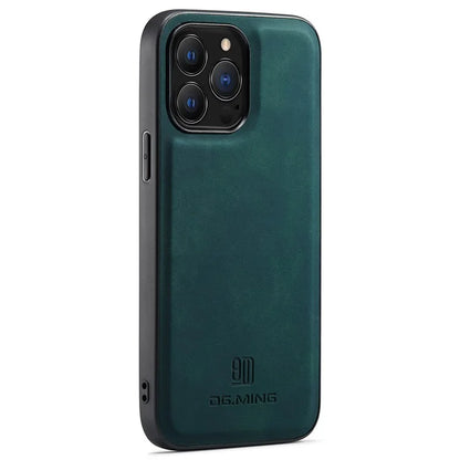 DG.MING For iPhone 16 Pro Case PU Leather Covered PC+TPU Hybrid Phone Shell