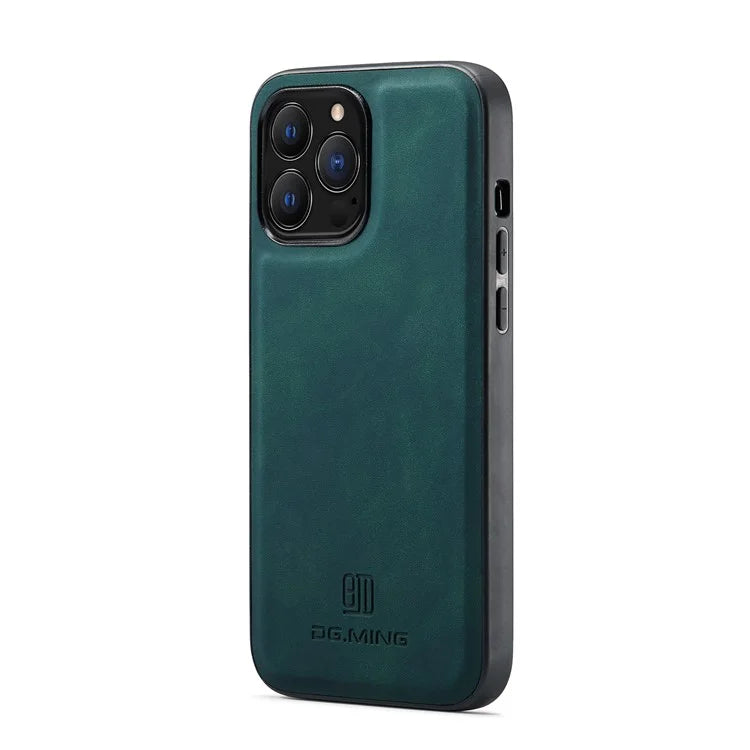 DG.MING For iPhone 16 Pro Case PU Leather Covered PC+TPU Hybrid Phone Shell