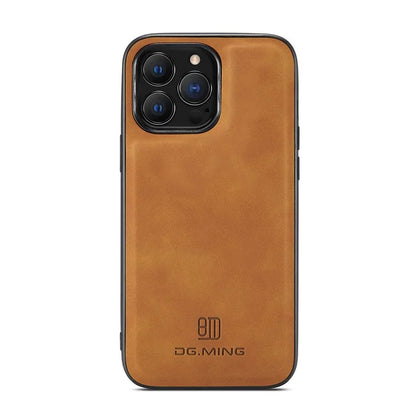 DG.MING For iPhone 16 Pro Case PU Leather Covered PC+TPU Hybrid Phone Shell