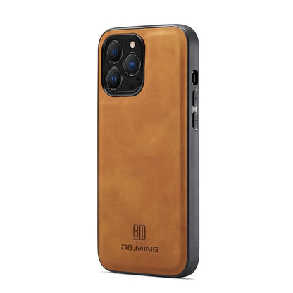 DG.MING For iPhone 16 Pro Case PU Leather Covered PC+TPU Hybrid Phone Shell