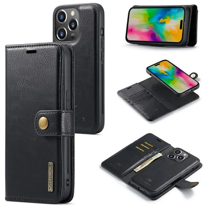 DG.MING for iPhone 16 Pro Case Detachable Split Leather Phone Cover