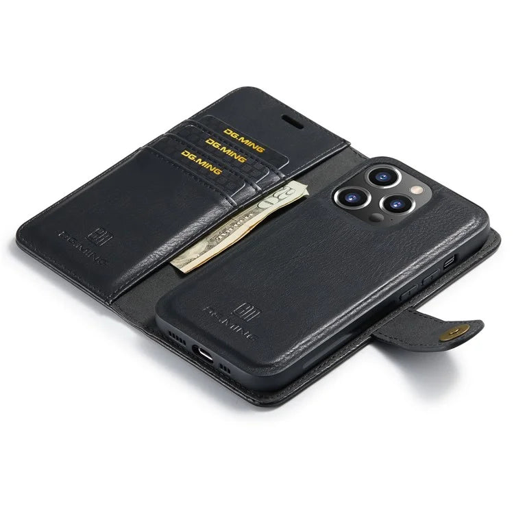 DG.MING for iPhone 16 Pro Case Detachable Split Leather Phone Cover