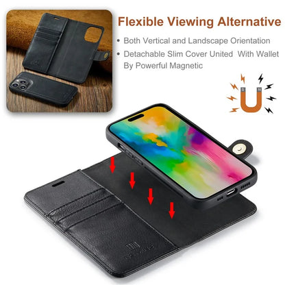 DG.MING for iPhone 16 Pro Case Detachable Split Leather Phone Cover