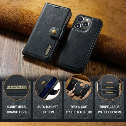 DG.MING for iPhone 16 Pro Case Detachable Split Leather Phone Cover