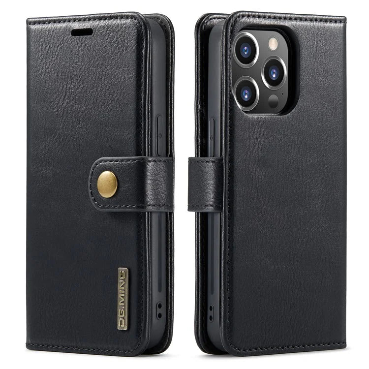 DG.MING for iPhone 16 Pro Case Detachable Split Leather Phone Cover