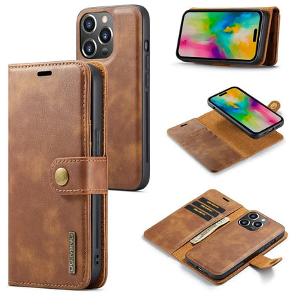 DG.MING for iPhone 16 Pro Case Detachable Split Leather Phone Cover