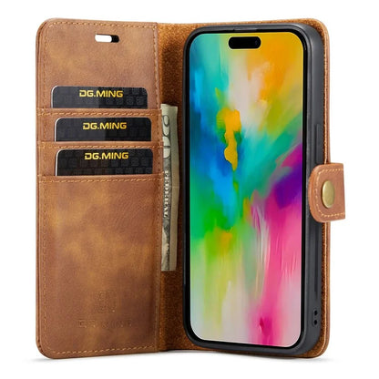 DG.MING for iPhone 16 Pro Case Detachable Split Leather Phone Cover