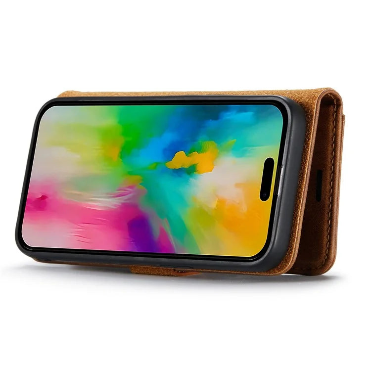 DG.MING for iPhone 16 Pro Case Detachable Split Leather Phone Cover