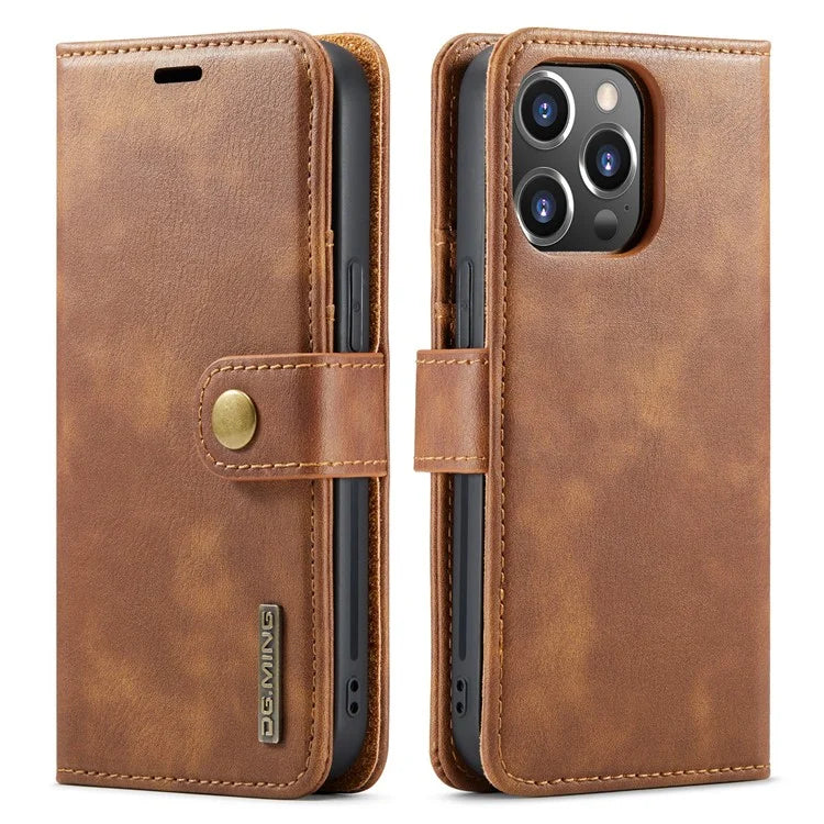 DG.MING for iPhone 16 Pro Case Detachable Split Leather Phone Cover
