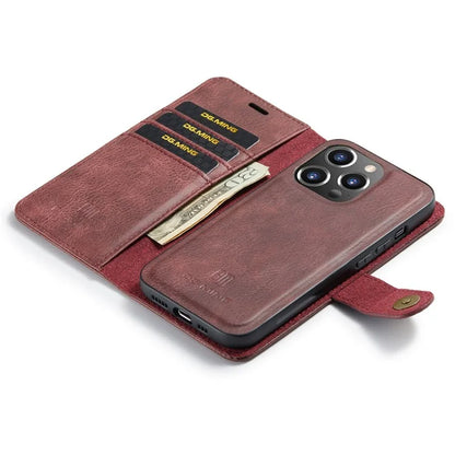 DG.MING for iPhone 16 Pro Case Detachable Split Leather Phone Cover