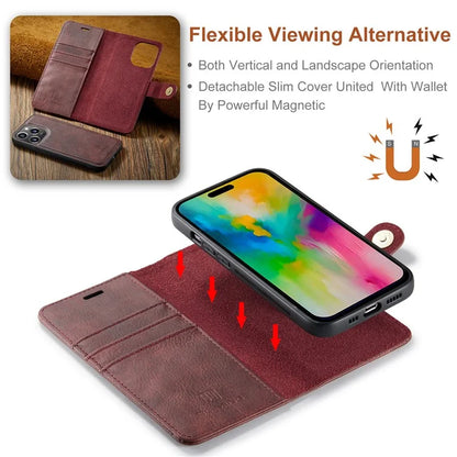 DG.MING for iPhone 16 Pro Case Detachable Split Leather Phone Cover