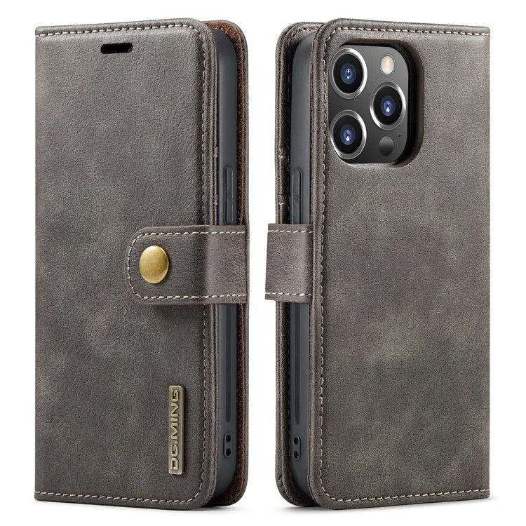 DG.MING for iPhone 16 Pro Case Detachable Split Leather Phone Cover