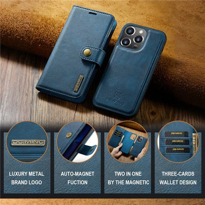 DG.MING for iPhone 16 Pro Case Detachable Split Leather Phone Cover
