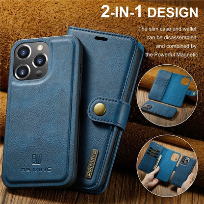 DG.MING for iPhone 16 Pro Case Detachable Split Leather Phone Cover