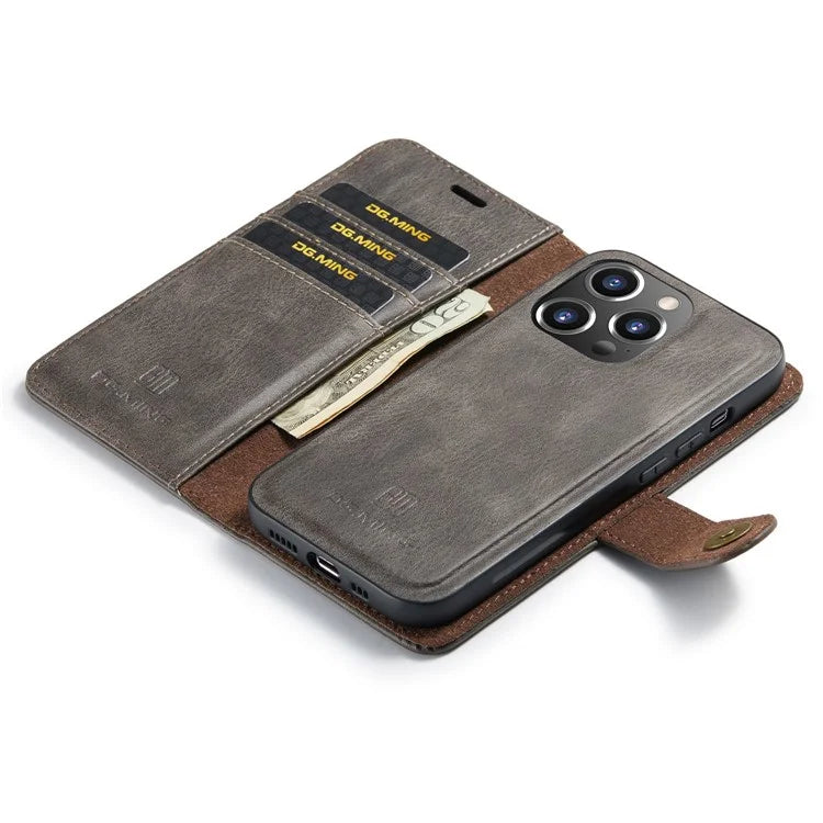 DG.MING for iPhone 16 Pro Max Case Detachable Split Leather Phone Cover